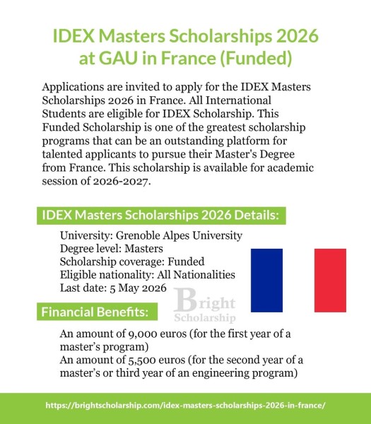 🇫🇷 IDEX Masters Scholarships 2026 в Université Grenoble Alpes — обучение во Франции