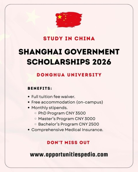 🇨🇳 Стипендии Donghua University SGS 2026 — полностью финансируемое обучение в Китае