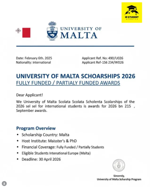 Программа стипендий University of Malta Scholarships 2026 в Мальте