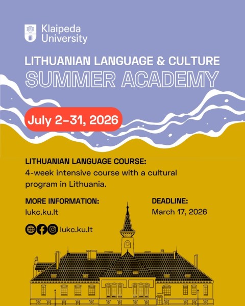 Летний курс литовского языка и культуры 2026 | Klaipėda University