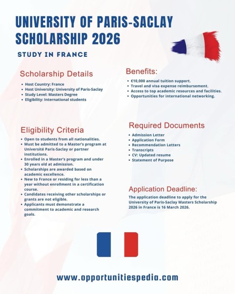 🇫🇷 Стипендия Université Paris-Saclay 2026: магистратура во Франции с финансированием до €10 000