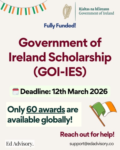 🇮🇪 Government of Ireland Scholarship 2026: полностью финансируемое обучение в Ирландии