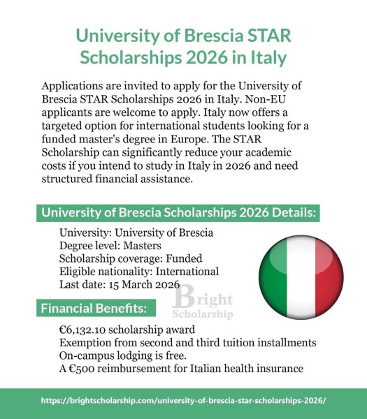 Программа стипендий University of Brescia STAR Scholarships 2026 в Италии