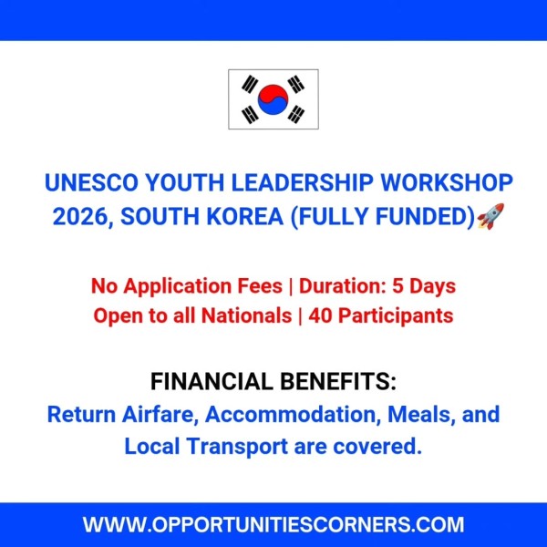 Программа лидерства UNESCO Youth Leadership Workshop 2026 в Южной Корее