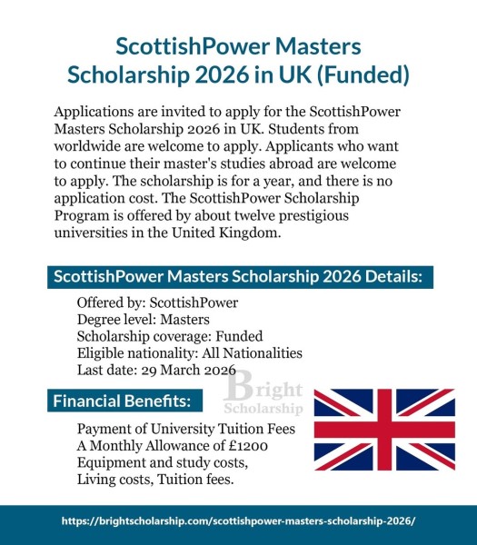 Стипендия ScottishPower Masters Scholarship 2026 в Великобритании (финансируемая)