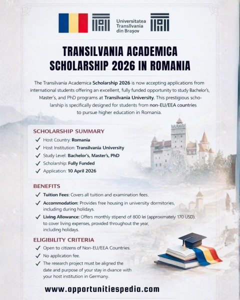 Программа стипендий Transilvania Academica Scholarship 2026 в Румынии