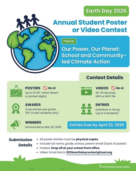 Конкурсе плакатов и видеороликов ко Дню Земли для всех учащихся IUSD