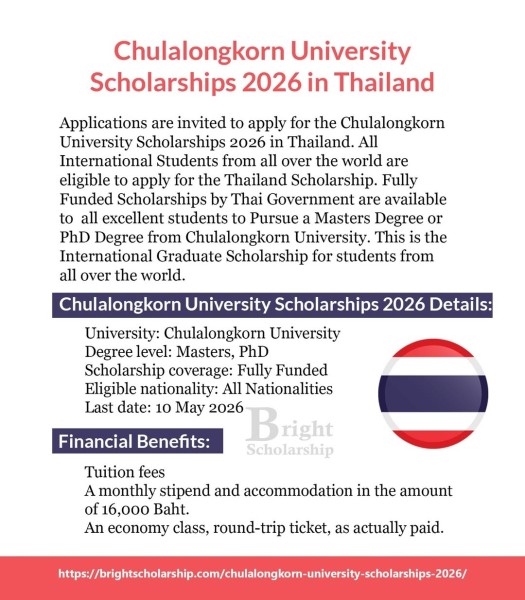 Программа стипендий Chulalongkorn University Scholarships 2026 в Тайланде