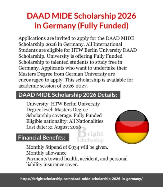 DAAD MIDE Scholarship 2026 🇩🇪 | Полностью финансируемая магистратура в Германии