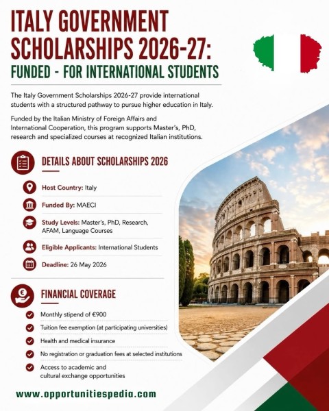 Программа стипендий Italy Government Scholarships 2026–27 в Италии