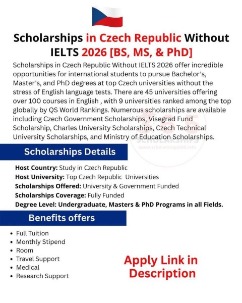 Школьные стипендии в Чешской Республике без IELTS 2026 2026 | School scholarships in the Czech Republic 