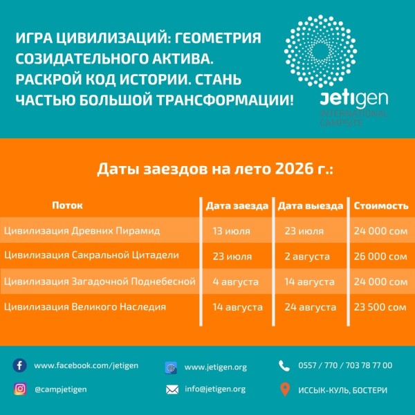 Летний лагерь Jetigen. Игра цивилизаций. Цивилизация Древних Пирамид | 13 июля - 23 июля 2026