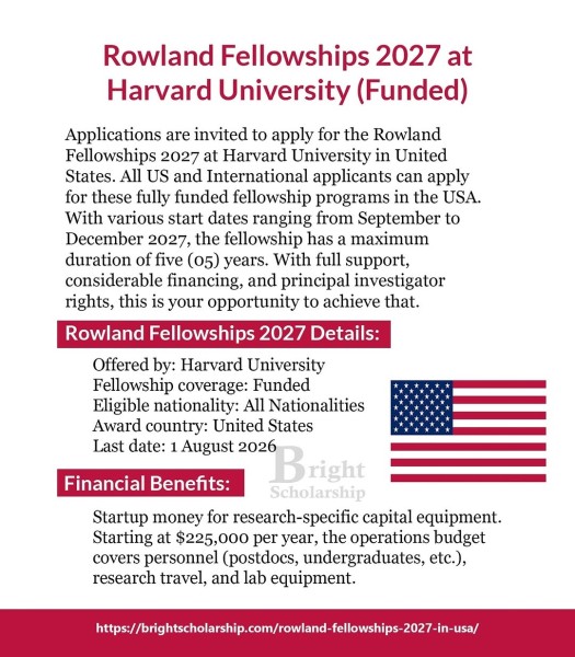 Программа Rowland Fellowships 2027 at Harvard University в США
