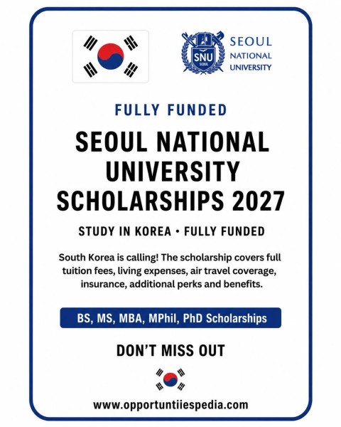 Программа стипендий Seoul National University Scholarship 2027в Южной Корее