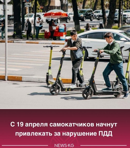 С 19 апреля самокатчиков начнут привлекать за нарушение ПДД