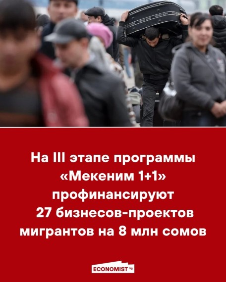 На III этапе программы «Мекеним 1+1» профинансируют 27 бизнесов-проектов мигрантов на 8 млн сомов