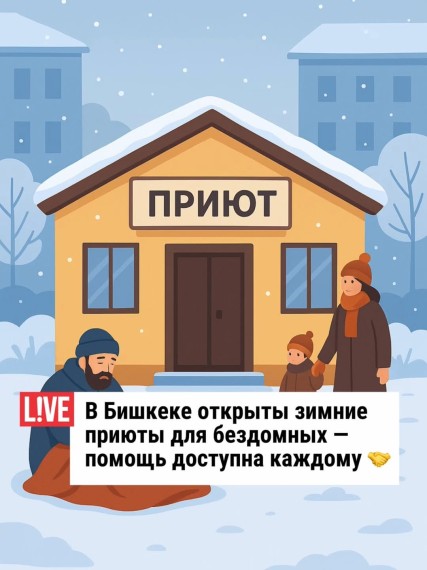 В Бишкеке открылись зимние приюты для людей без определённого места жительства
