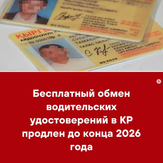 Бесплатный обмен водительских удостоверений в КР продлен до конца 2026 года