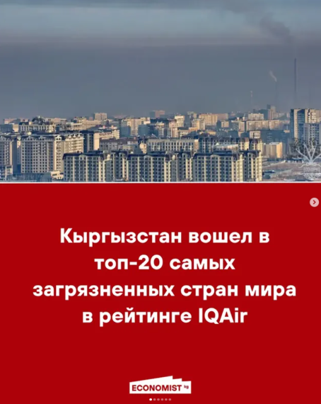 Кыргызстан вошел в топ-20 самых загрязненных стран мира в рейтинге IQAir
