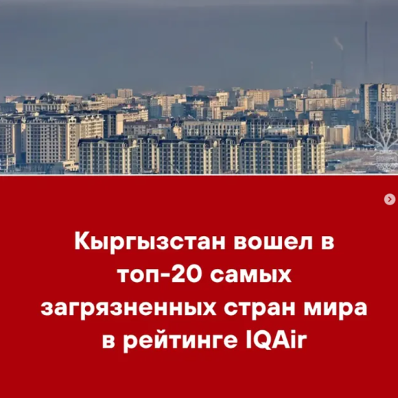 Кыргызстан вошел в топ-20 самых загрязненных стран мира в рейтинге IQAir