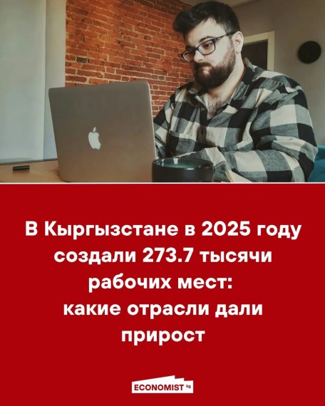 В Кыргызстане в 2025 году создали 273.7 тысячи рабочих мест: какие отрасли дали прирост